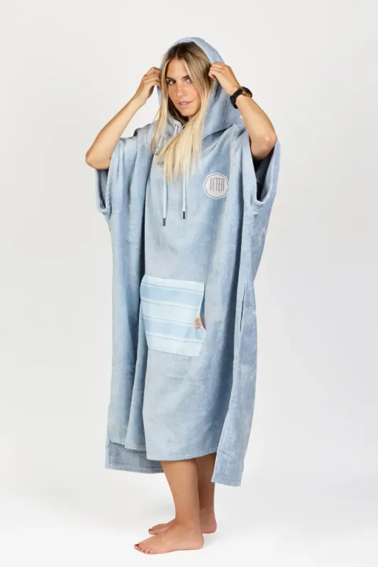 Poncho High End - 100% Cotton - Bleached Blue